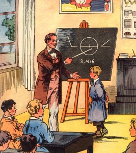 maitre d'école, sur un manuel des années 50